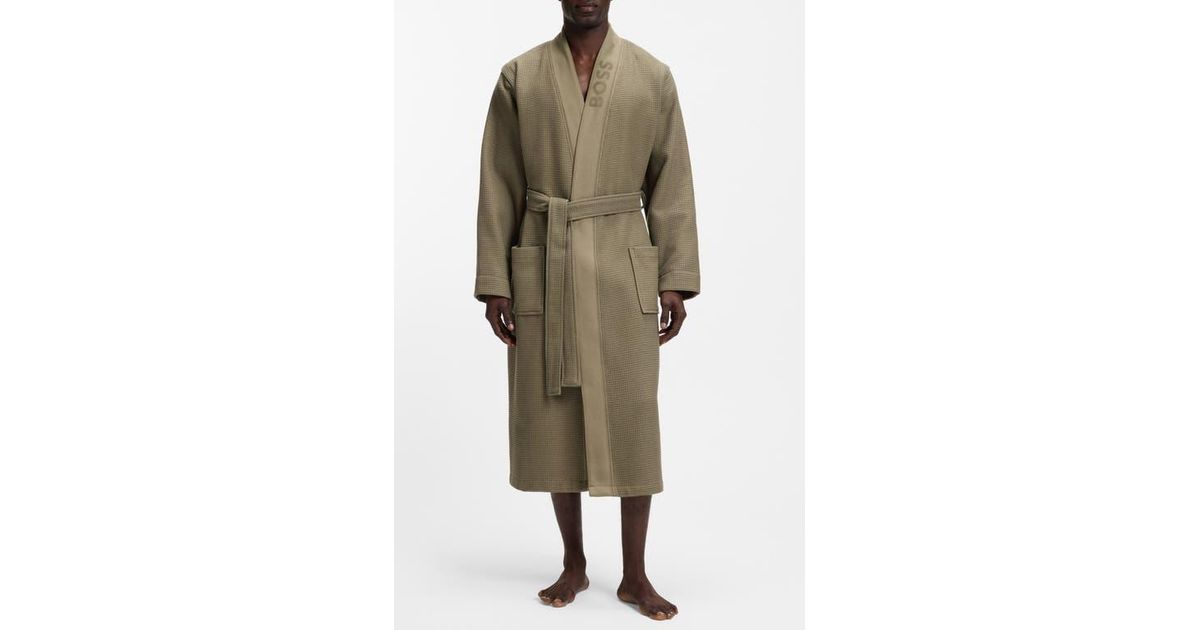 Boss Robe BOSS Waffle Cotton Blend Robe in Green for Men | Lyst