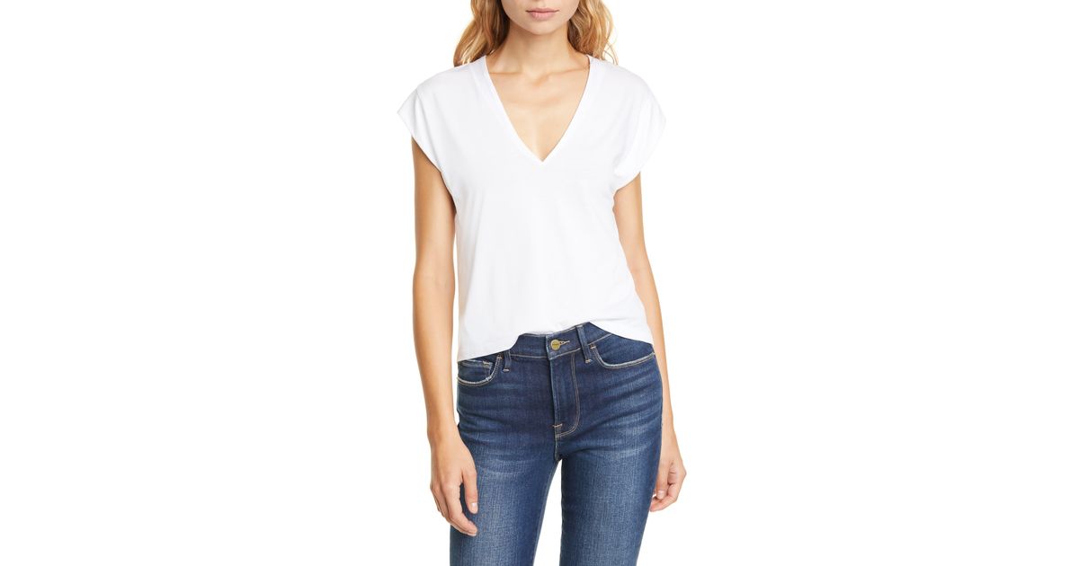 frame le mid rise v tee