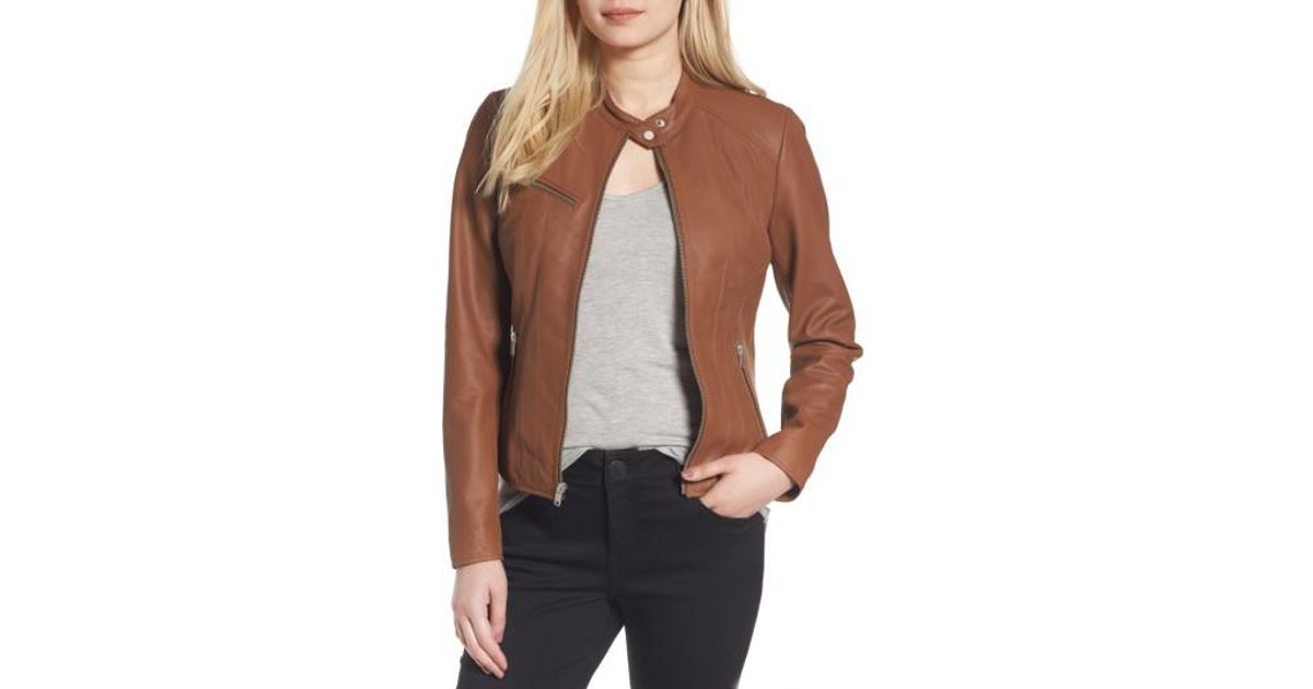 Marc New York Brown Felicity Leather Moto Jacket