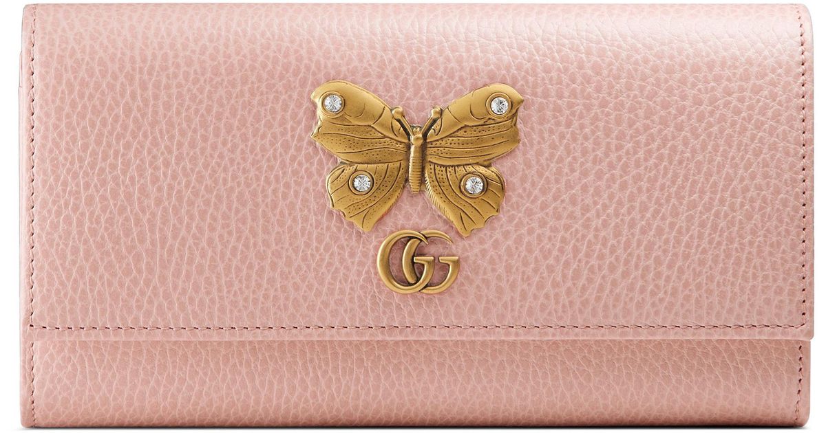 gucci pink butterfly wallet