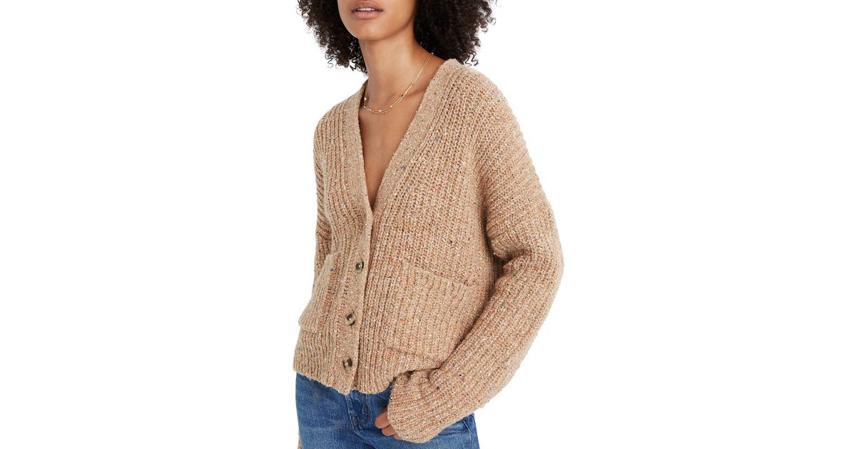 madewell speckled rib cardigan sweater