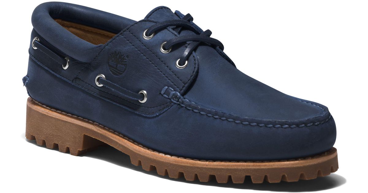Timberland 3-eye Hand Sewn Lug Boat Shoe in Blue for Men | Lyst