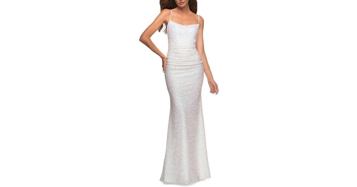 la femme white sequin dress La Femme 30562 Sequin Evening Dress
