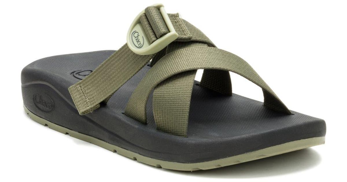 Chaco Olive Green Strap Slide Sandals on Navy Footbed Chaco Women main image 3