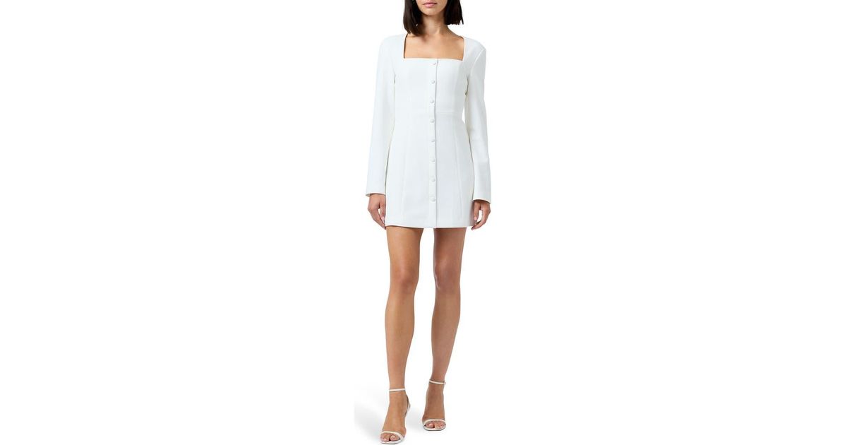 French Connection Whisper Square Neck Long Sleeve Sheath Minidress in White  | Lyst