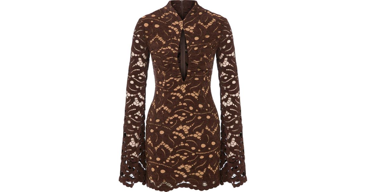 chinese dress ladies Draped Lace Long-Sleeve Mini Dress – Party Wear main image 1