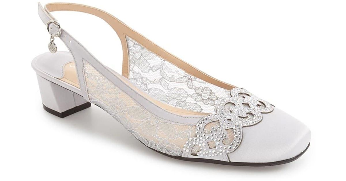 Faleece crystal embellished slingback pump sale