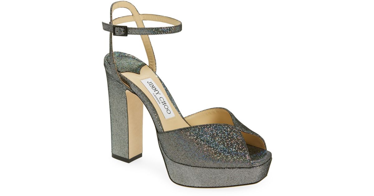 Jimmy Choo Sacaria Glitter Platform Sandal in Metallic Lyst