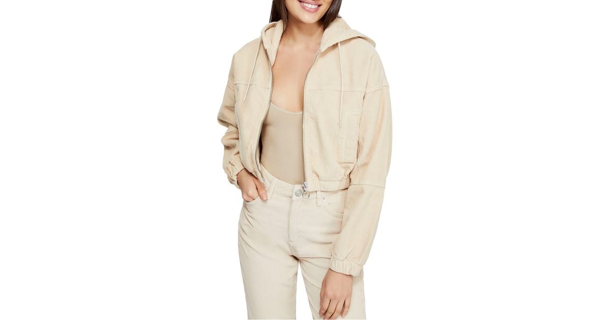 Corduroy crop online hooded jacket