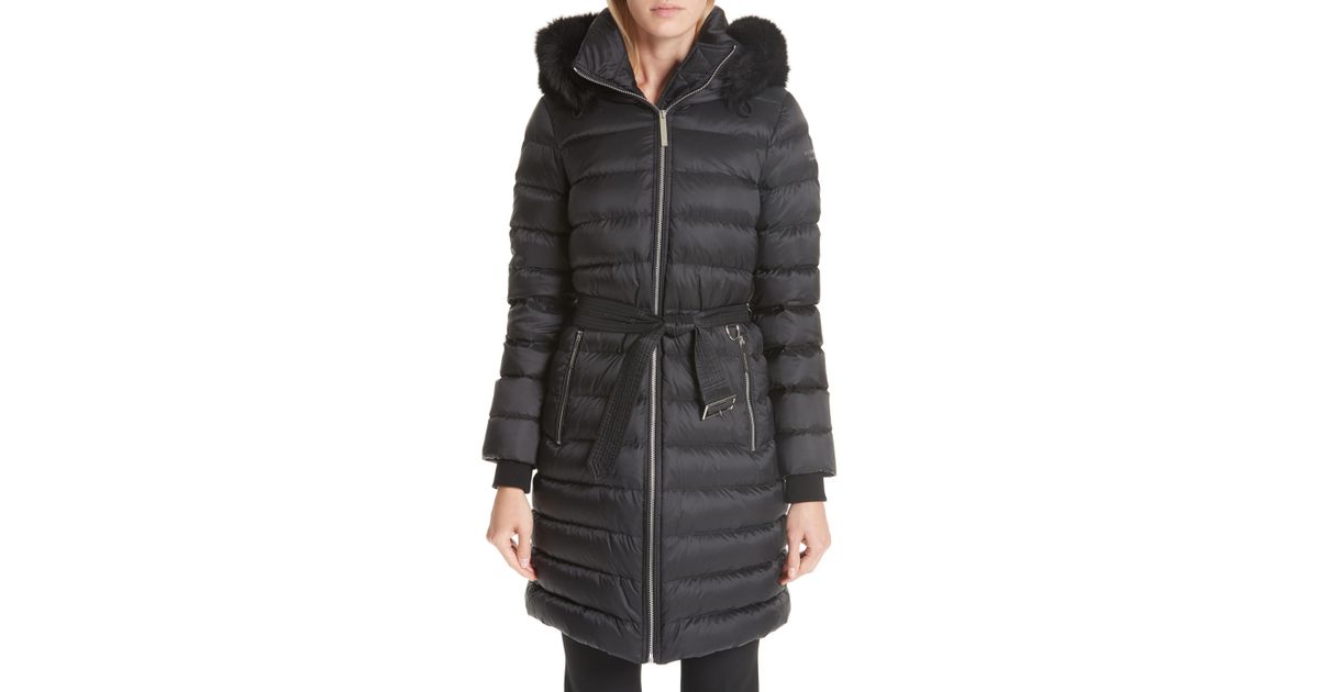 Limefield genuine shearling hood puffer coat online