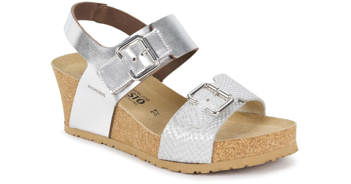 Mephisto Suede Lissandra Platform Wedge Sandal in White - Lyst