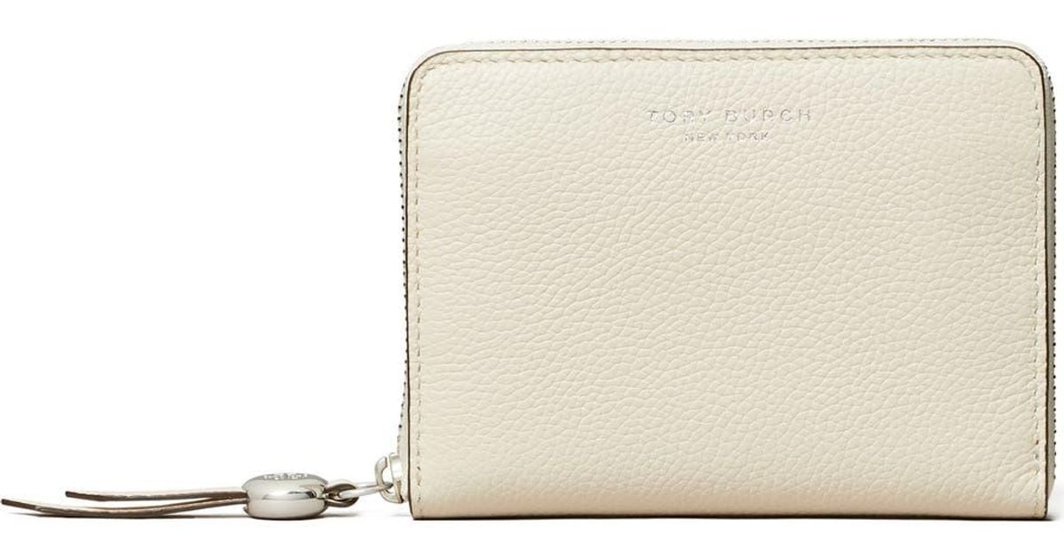 Tory Burch Romy Medium Leather Zip Wallet in Natural | Lyst