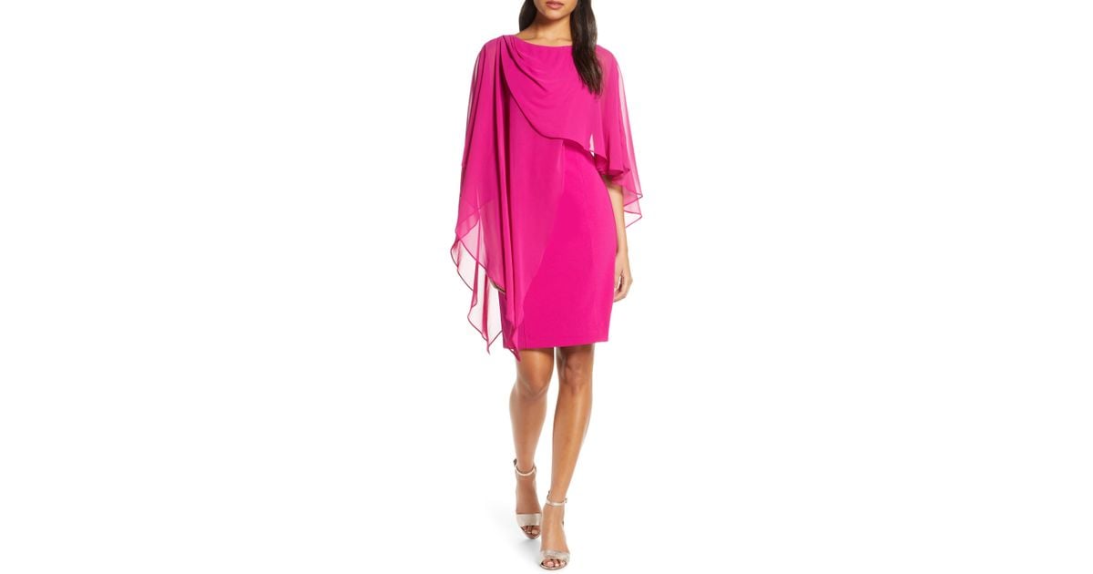 eliza j chiffon cape cocktail dress