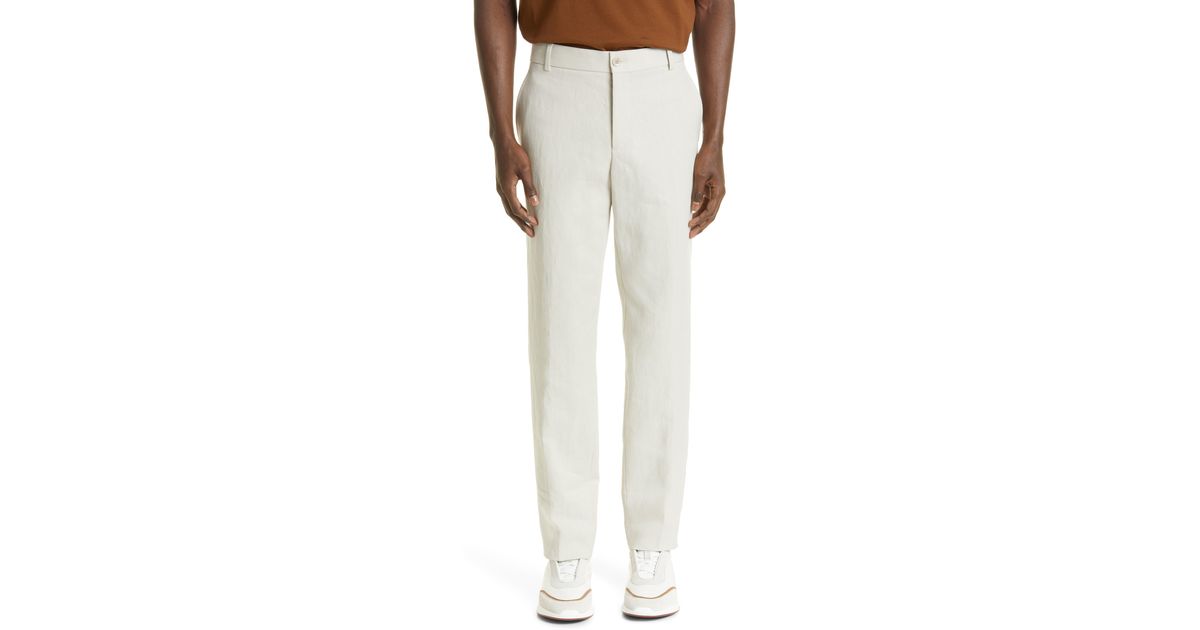 Loro Piana Twisted Lotus Flower Chinos in White for Men | Lyst