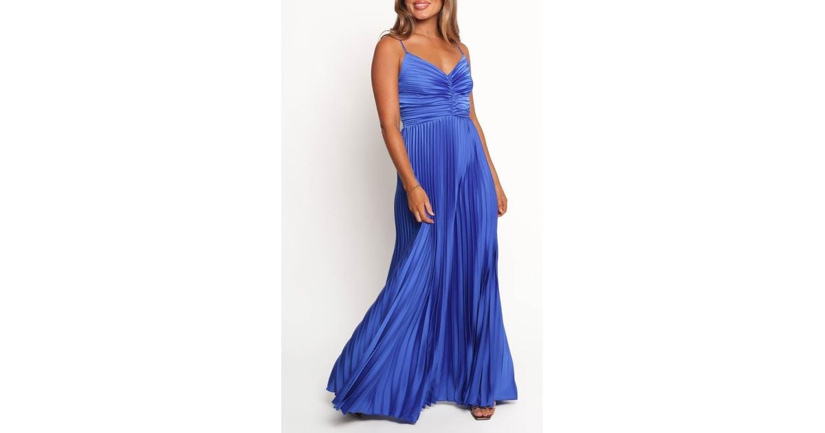 Petal & Pup Naira Pleated Maxi Dress in Blue | Lyst