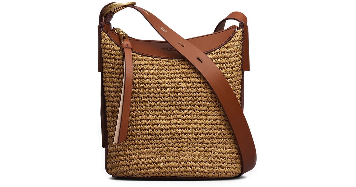 Rag & Bone Belize Mini Straw & Leather Bucket Bag in Brown Lyst