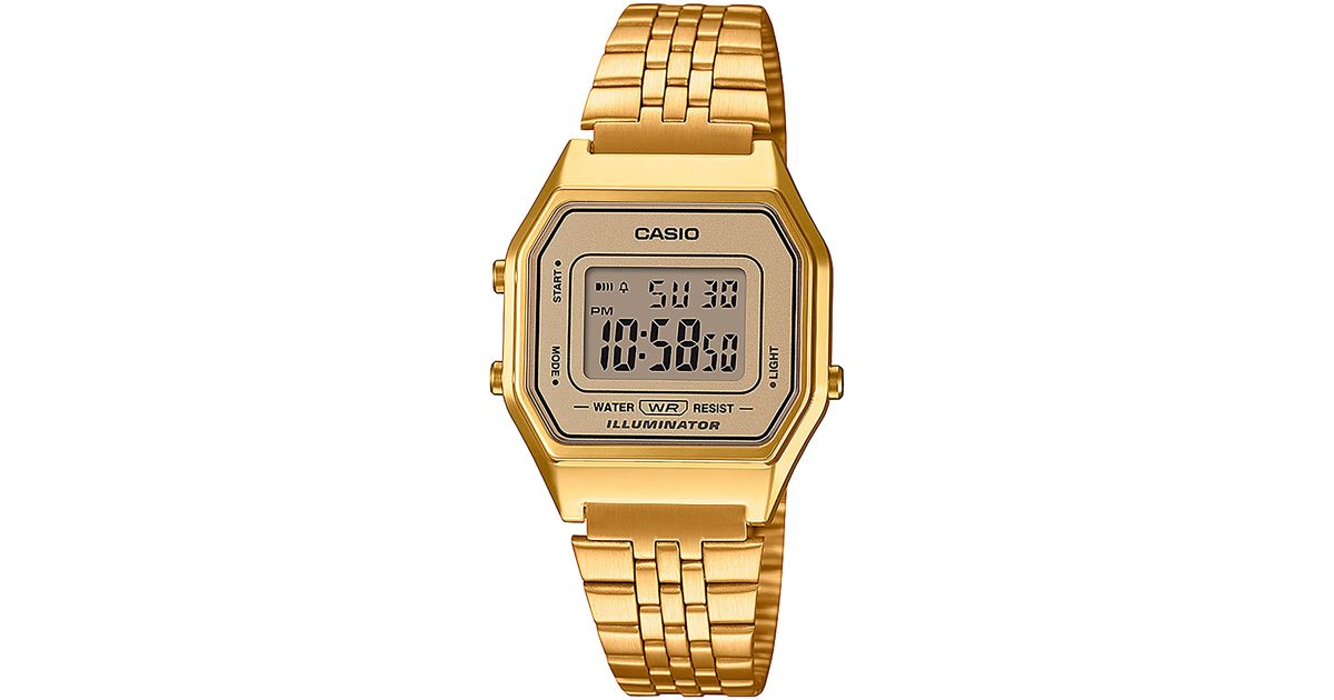 Casio Women's Digital Vintage Gold-Tone Stainless Steel Bracelet Watch 39x39mm La680Wga-9Mv