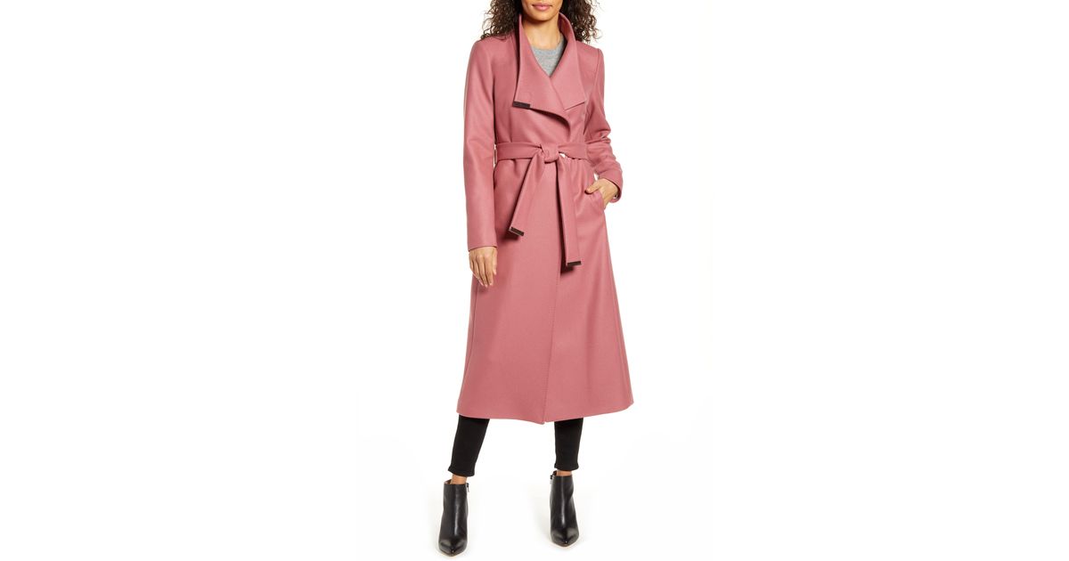 pink wool wrap coat