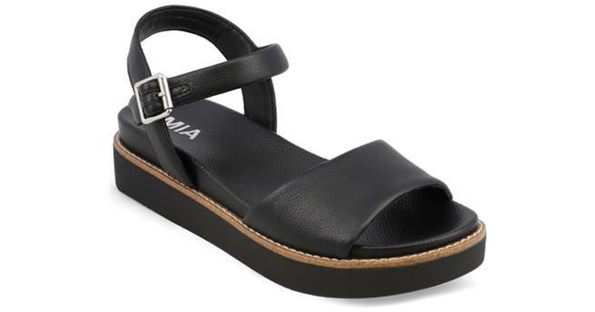 MIA Nari Ankle Strap Platform Sandal in Black | Lyst