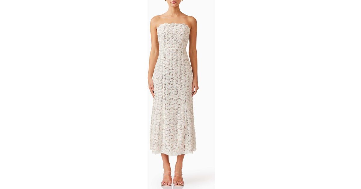 Elliatt Cali Strapless Lace Midi Dress in White | Lyst Elliatt Cali Strapless Lace Midi Dress in White | Lyst