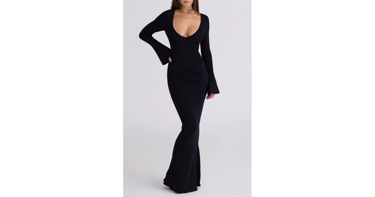 House Of Cb Mila Long Sleeve Rib Maxi Dress in Blue | Lyst House Of Cb Mila Long Sleeve Rib Maxi Dress in Blue | Lyst