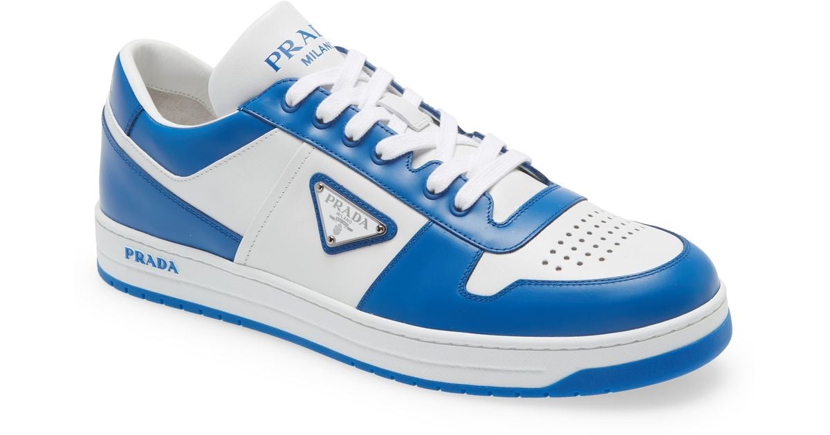 Prada Downtown Logo Low Top Sneaker in Blue for Men | Lyst