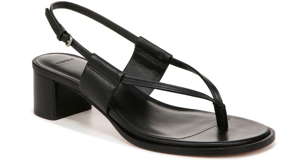 VINCE. Womens Black Cork Strappy Hazen Square Toe Slip On Leather Slingback Sandal main image 0