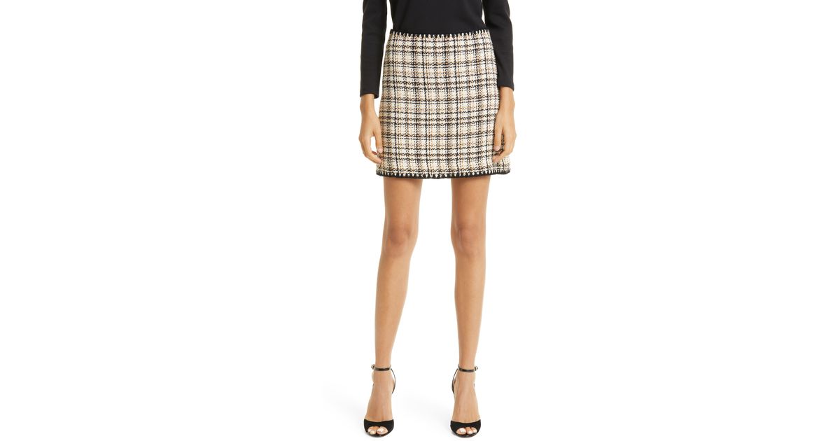 Veronica Beard Ohemia Plaid Tweed Miniskirt in Black | Lyst