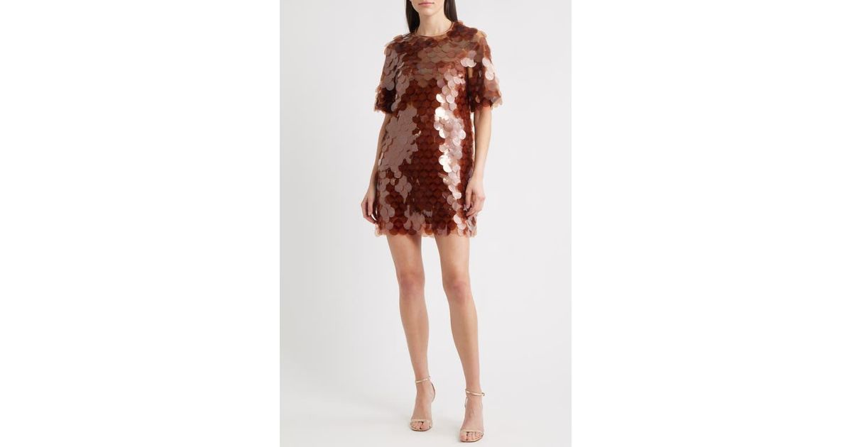 saylor stara sequin mini dress Saylor Stara Paillette Minidress in Brown