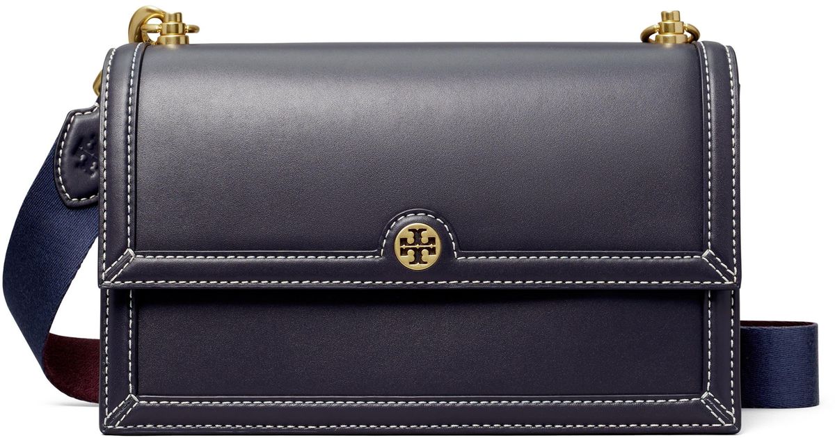Tory Burch T Monogram Leather Shoulder Bag in Midnight (Blue) - Lyst