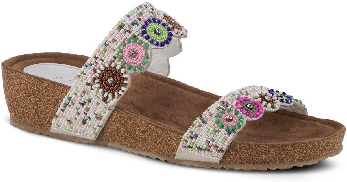 Spring Step Amara Sandals AZURA BY SPRING STEP Bahama Embellished Slide Sandal in Brown | Lyst