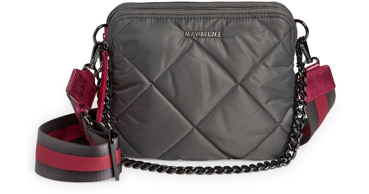 MZ Wallace Bowery Quilted Nylon Crossbody Bag in Gray Lyst