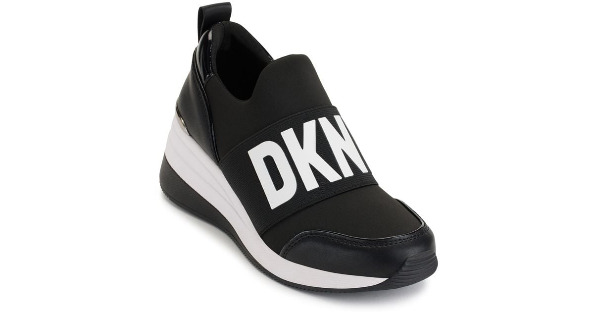 DKNY Kamryn Wedge Sneaker in Black | Lyst