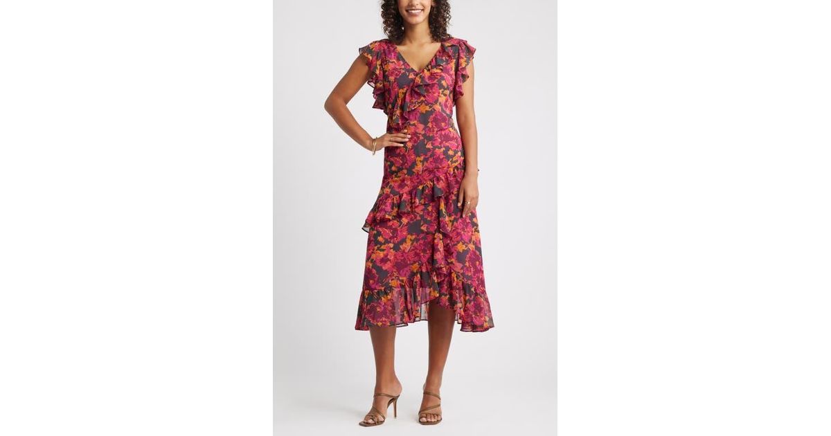 chelsea28 tiered chiffon dress Chelsea28 Ruffle Tiered Chiffon Midi Dress
