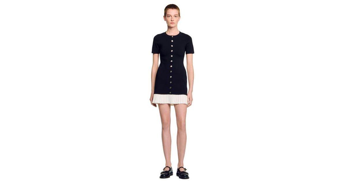 sandro mini knit dress with ruffle Mini knit dress with ruffles