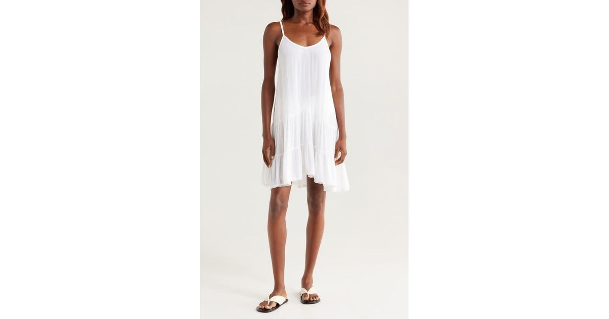 Nordstrom Tiered Crinkle Cover-Up Dress in White Lyst - Main Image