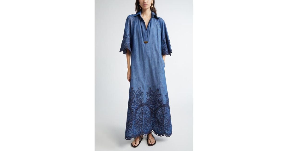 sachin and babi light blue dress Short Sleeve Embroidered Denim Shirt Mini Dress main image 0