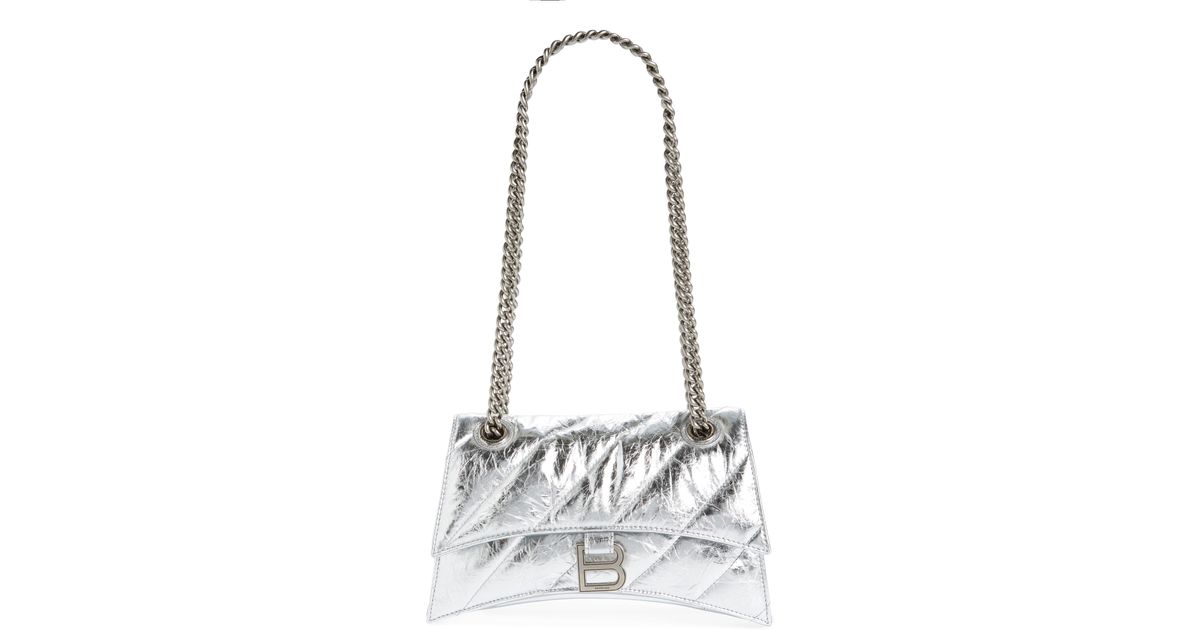 Balenciaga Small Crush Quilted Leather Shoulder Bag in White | Lyst