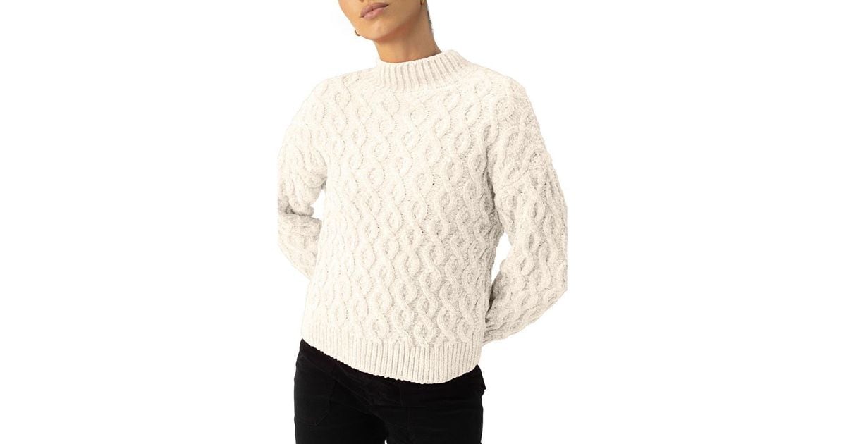 Sanctuary Cable Stitch Chenille Sweater in Natural Lyst
