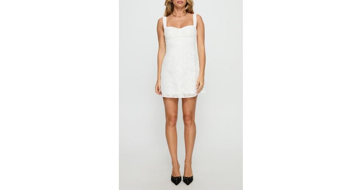Princess Polly Mcbeath Floral Jacquard Minidress in White | Lyst
