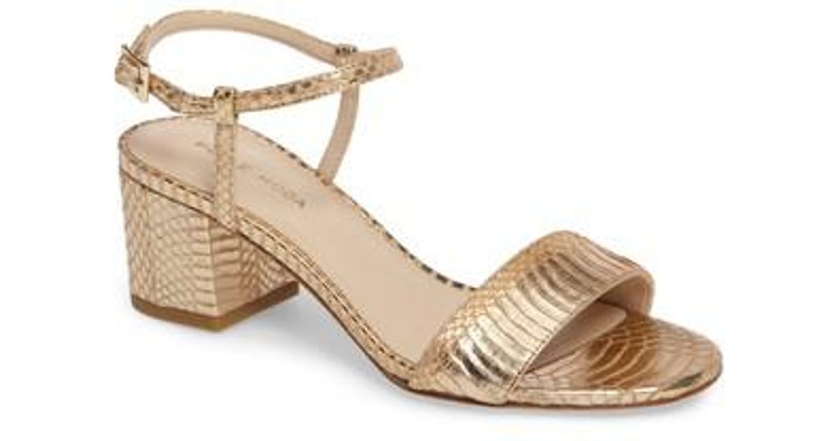 Pelle Moda Alicia Block Heel Sandal in Platinum Gold Snake Print (Metallic) - Lyst