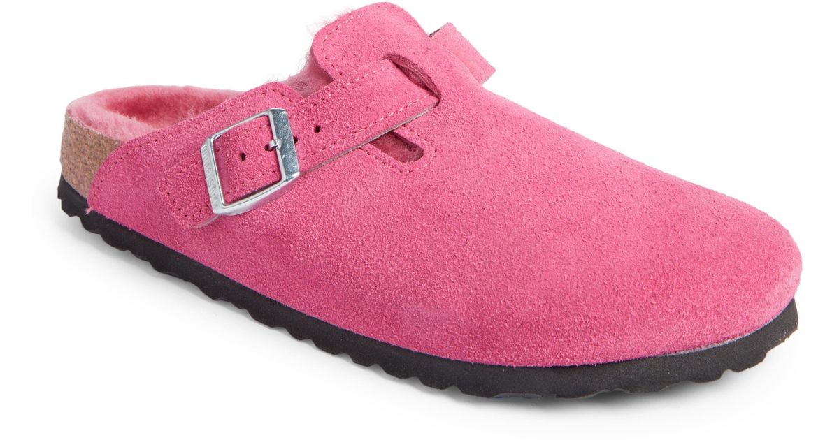 Birkenstock Boston Genuine Shearling Lined Clog In Pink Lyst