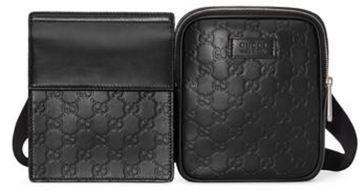Lyst - Gucci Leather Belt Bag in Black for Men