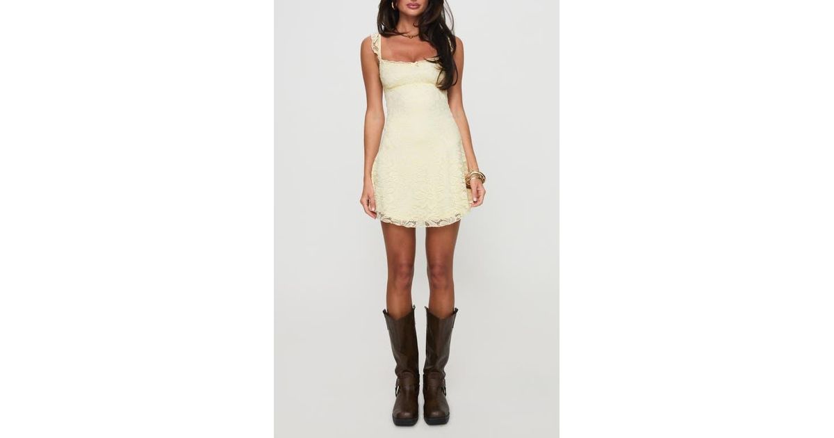 Princess Polly Beacall Lace Overlay Minidress in Natural | Lyst
