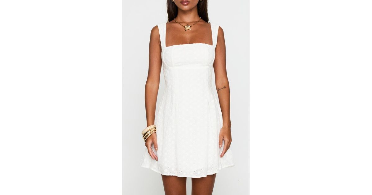 xanthus embroidered mini dress white SIMKHAI Women's Holloway Embroidered Mini Dress in White, Lace, Size 6