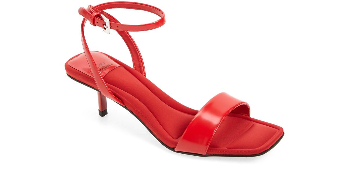 Jeffrey Campbell Evoke Kitten Heel Ankle Strap Sandal in Red Lyst