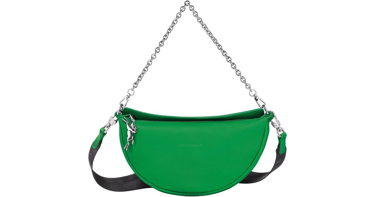 Longchamp Small Roseau Essential Soft Half Moon Leather Crossbody Bag