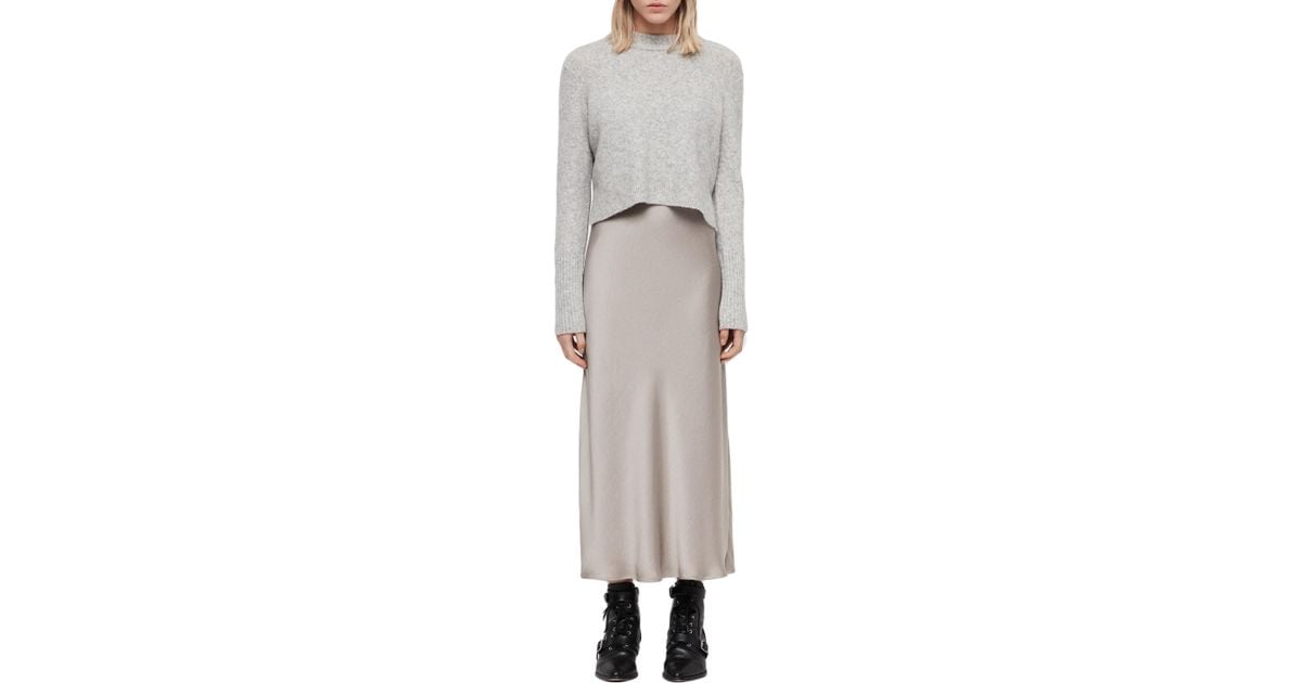 allsaints slip dress with sweater