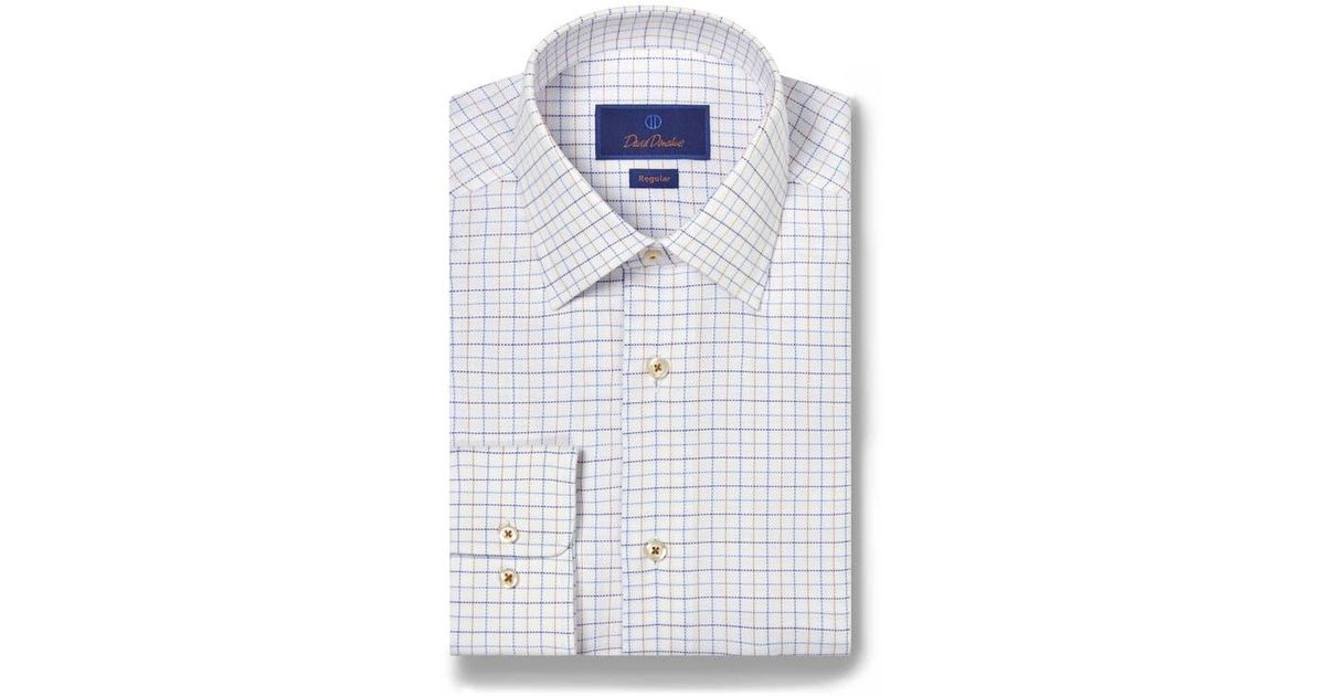 David Donahue Regular Fit Royal Oxford Check Dress Shirt in Blue for Men Lyst