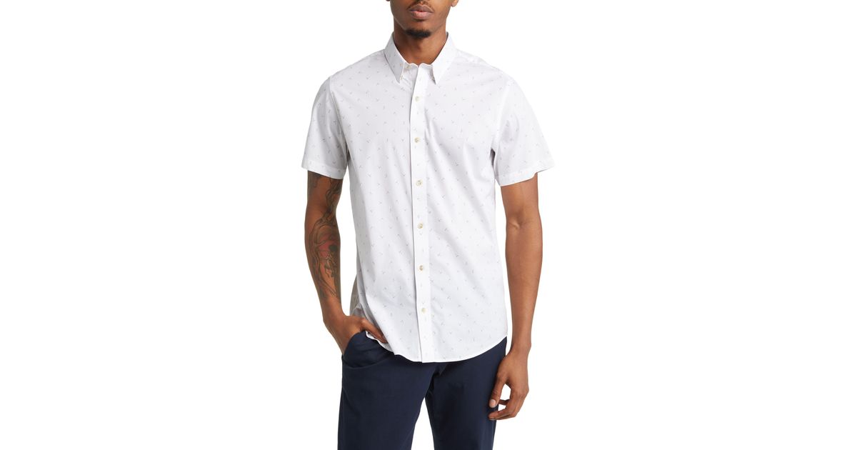 Travis Mathew Drink Menu Short Sleeve Button-up Shirt in White for Men 